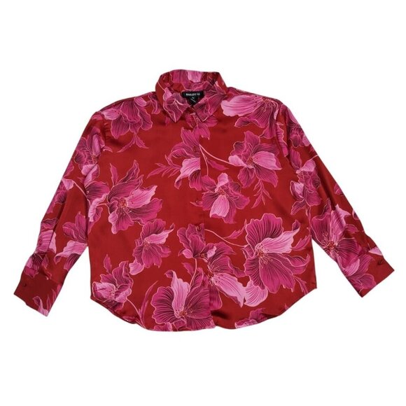Bailey 44 Womens Red & Pink Floral Long Sleeve Button-Up Shirt. Size L, NWT - Picture 1 of 8